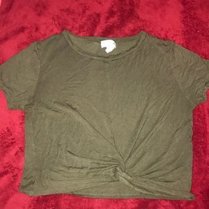 Army green crop top